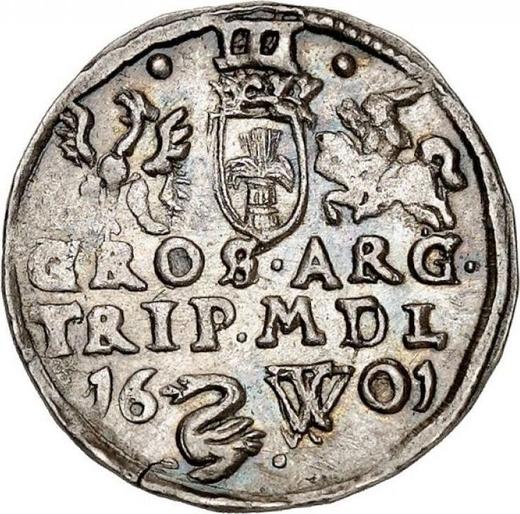 Rewers monety - Trojak 1601 W "Litwa" - cena srebrnej monety - Polska, Zygmunt III