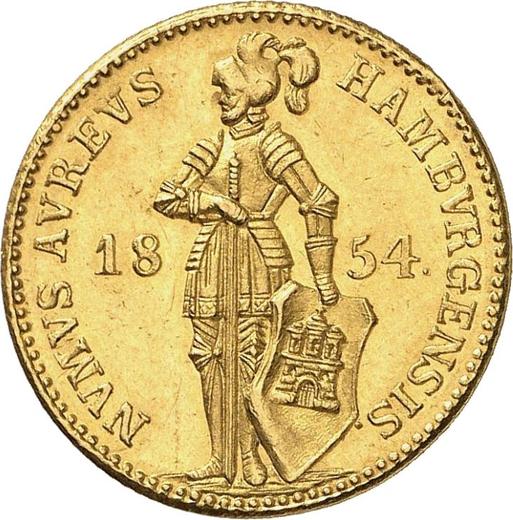 Аверс монеты - Дукат 1854 года - цена  монеты - Гамбург, Вольный город