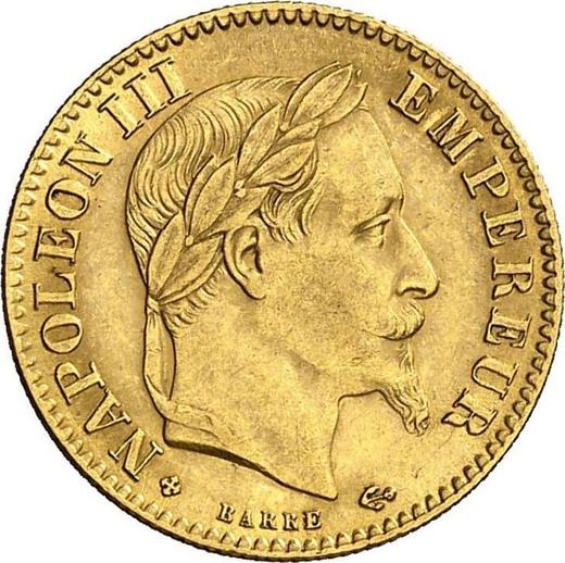 Anverso 10 francos 1868 BB "Tipo 1861-1868" Estrasburgo - valor de la moneda de oro - Francia, Napoleón III Bonaparte