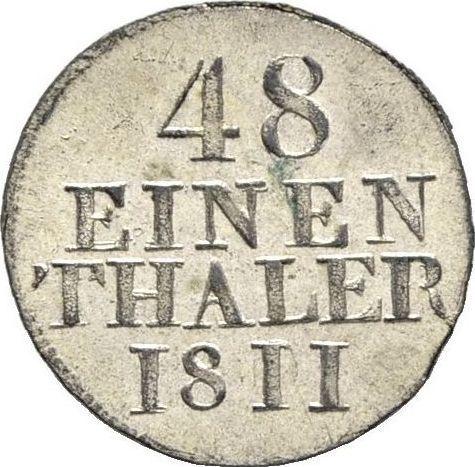 Reverso 1/48 tálero 1811 H - valor de la moneda de plata - Sajonia, Federico Augusto I