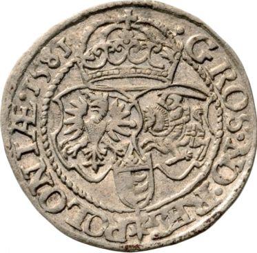 Rewers monety - 1 grosz 1581 "Typ 1580-1582" - cena srebrnej monety - Polska, Stefan Batory