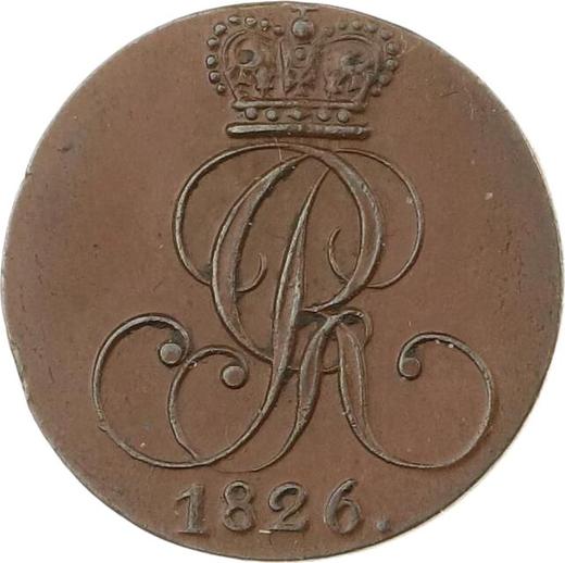 Аверс монеты - 1 пфенниг 1826 года C - цена  монеты - Ганновер, Георг IV
