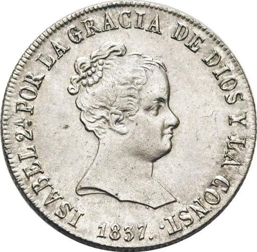 Аверс монеты - 4 реала 1837 года S DR - цена серебряной монеты - Испания, Изабелла II