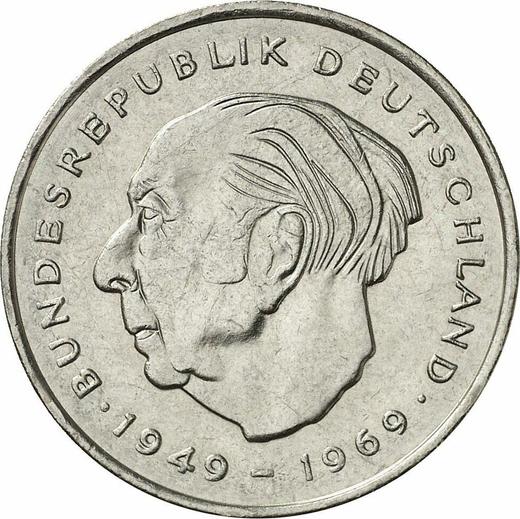 Obverse 2 Mark 1972 J "Theodor Heuss" -  Coin Value - Germany, FRG