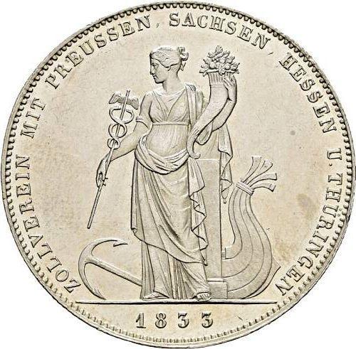 Reverso Tálero 1833 "Unión Aduanera de Alemania" - valor de la moneda de plata - Baviera, Luis I