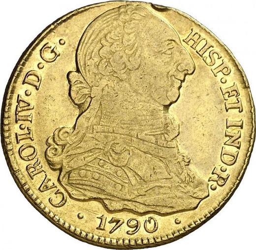 Obverse 4 Escudos 1790 P SF - Gold Coin Value - Colombia, Charles IV