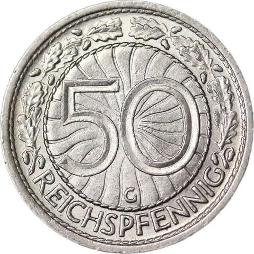 Реверс монеты - 50 рейхспфеннигов 1938 года G - цена  монеты - Германия, Bеймарская республика