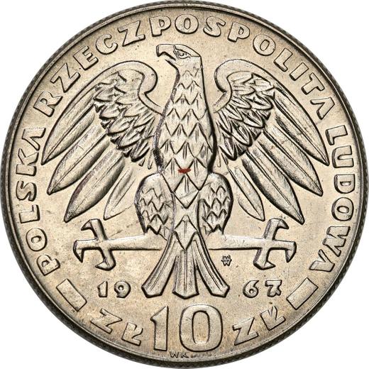 Аверс монеты - Пробные 10 злотых 1967 года MW WK "Генерал Кароль Сверчевский" Никель - цена  монеты - Польша, Народная Республика