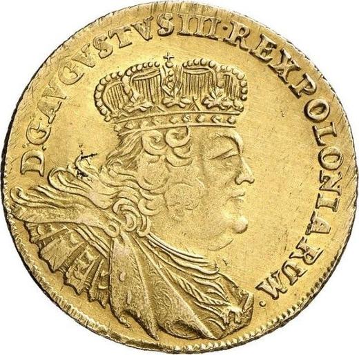 Awers monety - 10 talarów (podwójny august d'or) 1755 EC "Koronny" - cena złotej monety - Polska, August III