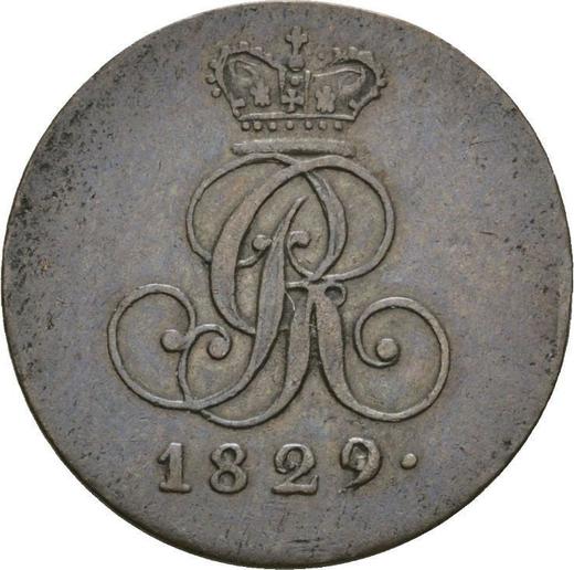 Аверс монеты - 1 пфенниг 1829 года B - цена  монеты - Ганновер, Георг IV