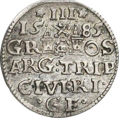 Rewers monety - Trojak 1585 "Ryga" - cena srebrnej monety - Polska, Stefan Batory