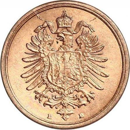 Reverso 1 Pfennig 1888 D "Tipo 1873-1889" - valor de la moneda  - Alemania, Imperio alemán