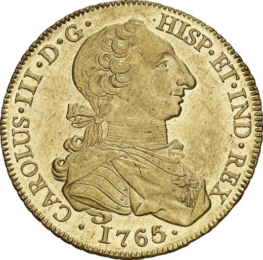 Аверс монеты - 8 эскудо 1765 года Mo MM - цена золотой монеты - Мексика, Карл III