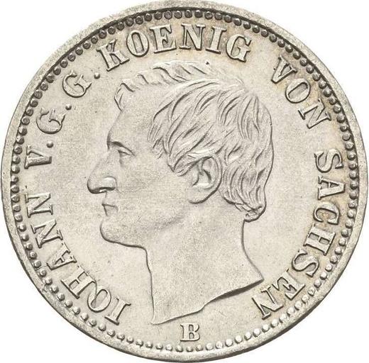 Аверс монеты - 1/6 талера 1866 года B - цена серебряной монеты - Саксония-Альбертина, Иоганн