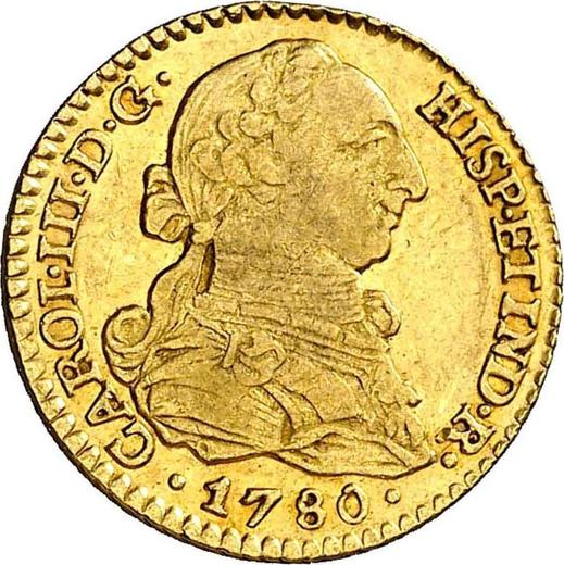 Аверс монеты - 1 эскудо 1780 года S CF - цена золотой монеты - Испания, Карл III