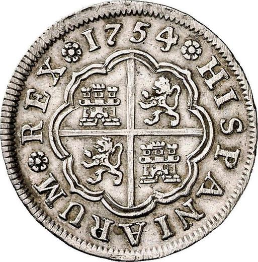 Реверс монеты - 1 реал 1754 года M JB - цена серебряной монеты - Испания, Фердинанд VI
