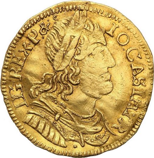 Anverso Ducado 1653 MW "Retrato con guirnalda" - valor de la moneda de oro - Polonia, Juan II Casimiro