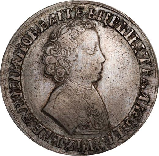 Obverse Rouble ҂АΨE (1705) МД "Portrait of young Peter the Great" Crown closed low - Silver Coin Value - Russia, Peter I