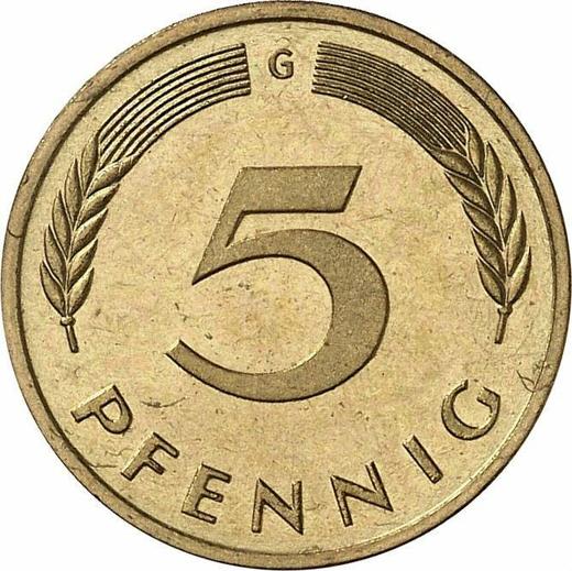 Awers monety - 5 fenigów 1986 G - cena  monety - Niemcy, RFN