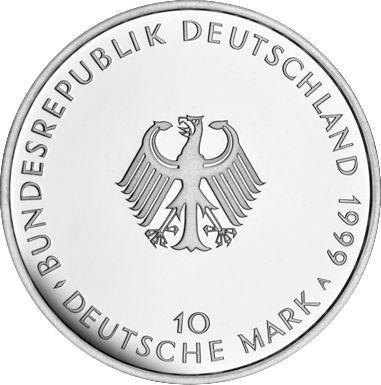 Реверс монеты - 10 марок 1999 года A "Основной закон" - цена серебряной монеты - Германия, ФРГ