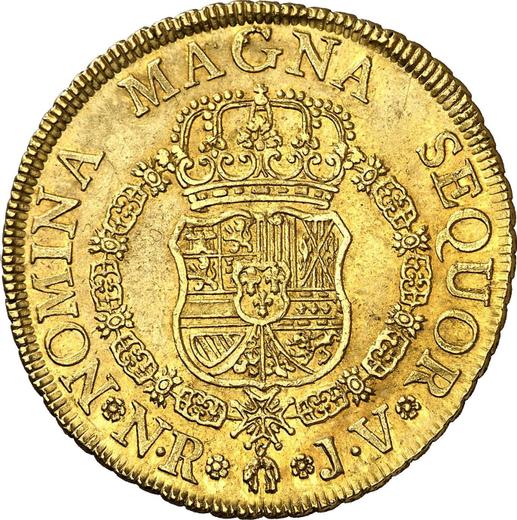 Реверс монеты - 8 эскудо 1761 года NR JV - цена золотой монеты - Колумбия, Карл III