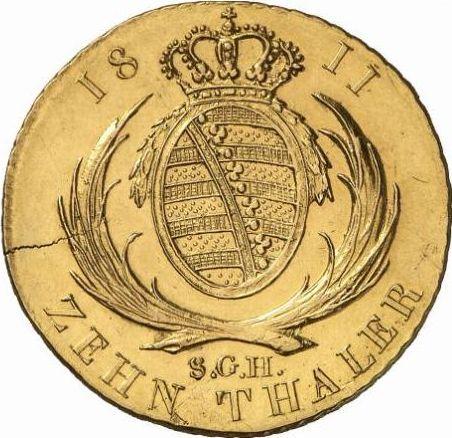 Реверс монеты - 10 талеров 1811 года S.G.H. - цена золотой монеты - Саксония-Альбертина, Фридрих Август I