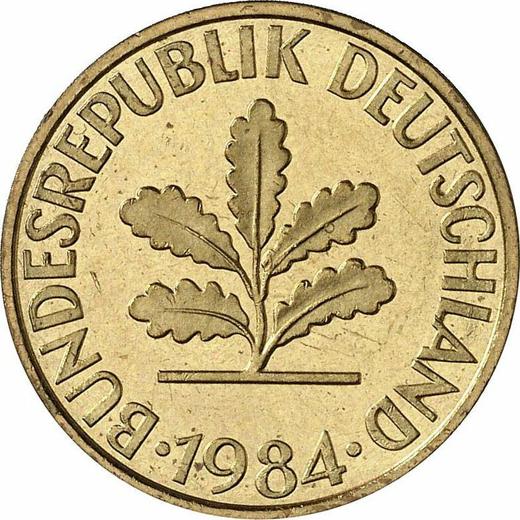 Реверс монеты - 10 пфеннигов 1984 года J - цена  монеты - Германия, ФРГ