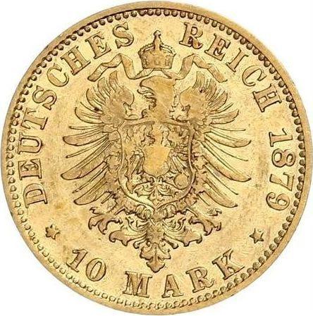 Reverso 10 marcos 1879 J "Hamburg" - valor de la moneda de oro - Alemania, Imperio alemán