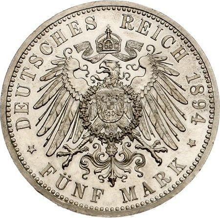 Rewers monety - 5 marek 1894 A "Prusy" - cena srebrnej monety - Niemcy, Cesarstwo Niemieckie