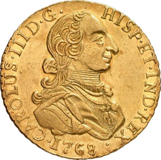 Аверс монеты - 8 эскудо 1768 года G - цена золотой монеты - Гватемала, Карл III