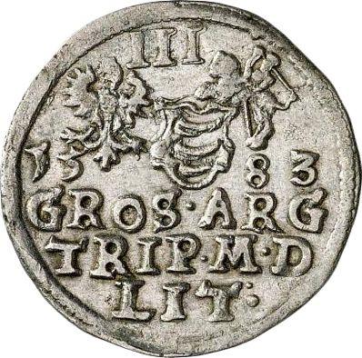 Rewers monety - Trojak 1583 "Litwa" - cena srebrnej monety - Polska, Stefan Batory