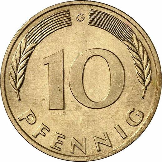 Аверс монеты - 10 пфеннигов 1980 года G - цена  монеты - Германия, ФРГ