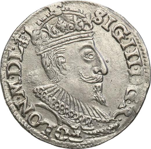 Аверс монеты - Трояк (3 гроша) 1595 года IF "Олькушский монетный двор" - цена серебряной монеты - Польша, Сигизмунд III Ваза