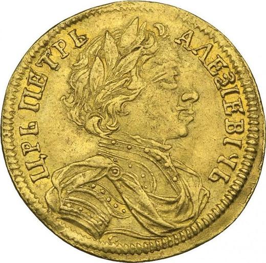 Аверс монеты - Червонец (Дукат) 1712 года D-L G Голова средняя - цена золотой монеты - Россия, Петр I