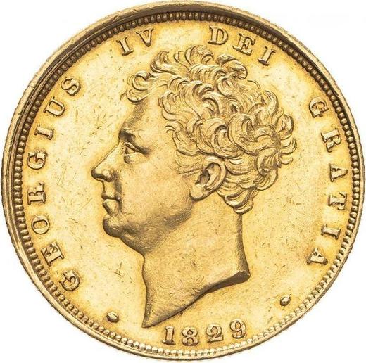 Awers monety - 1 suweren 1829 - cena złotej monety - Wielka Brytania, Jerzy IV