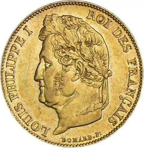 Аверс монеты - 20 франков 1839 года W "Тип 1832-1848" Лилль - цена золотой монеты - Франция, Луи-Филипп I