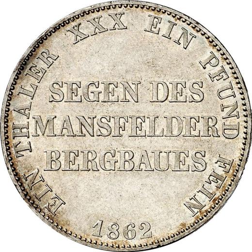 Reverso Tálero 1862 A "Minero" - valor de la moneda de plata - Prusia, Guillermo I