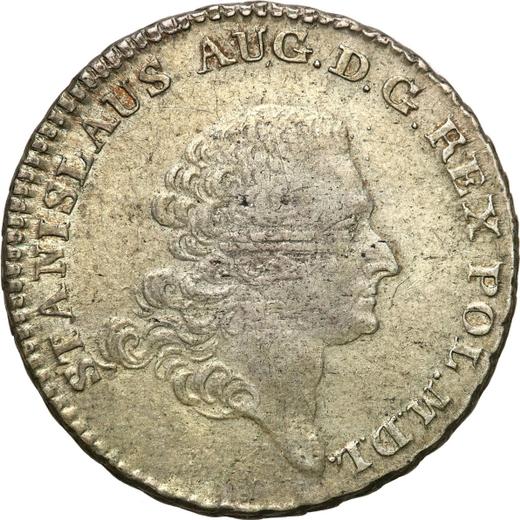 Аверс монеты - Двузлотовка (8 грошей) 1766 года - цена серебряной монеты - Польша, Станислав II Август