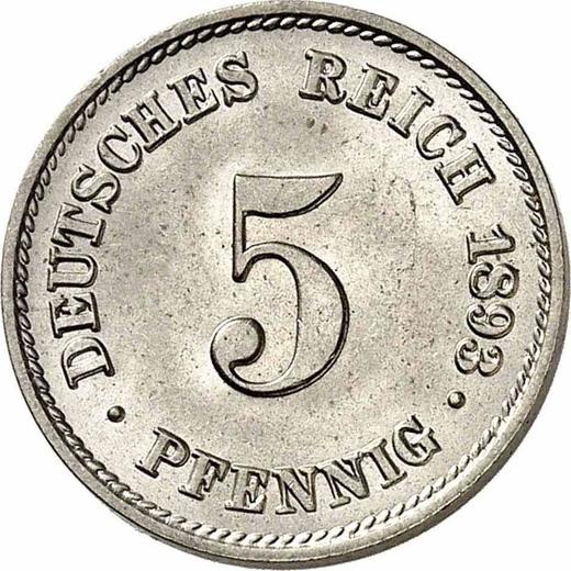 Anverso 5 Pfennige 1893 E "Tipo 1890-1915" - valor de la moneda  - Alemania, Imperio alemán