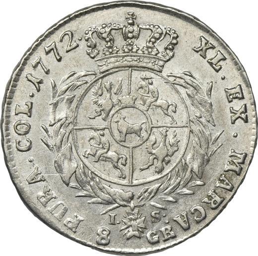 Реверс монеты - Двузлотовка (8 грошей) 1772 года IS - цена серебряной монеты - Польша, Станислав II Август
