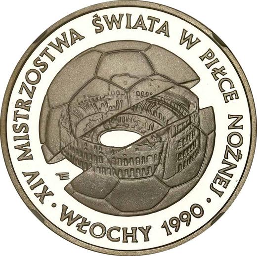Reverso 500 eslotis 1988 MW ET "Copa Mundial de Fútbol de 1990" Plata - valor de la moneda de plata - Polonia, República Popular