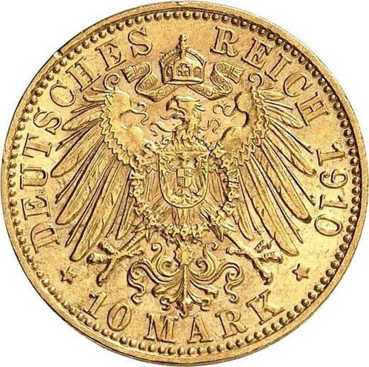 Reverso 10 marcos 1910 G "Baden" - valor de la moneda de oro - Alemania, Imperio alemán