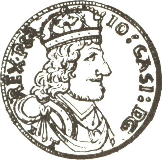 Awers monety - Dukat 1657 IT SCH "Popiersie w koronie" - cena złotej monety - Polska, Jan II Kazimierz