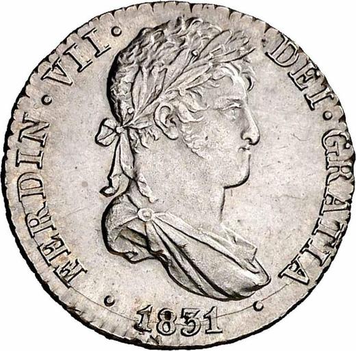 Аверс монеты - 1 реал 1831 года S JB - цена серебряной монеты - Испания, Фердинанд VII