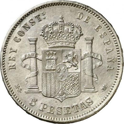 Реверс монеты - 5 песет 1881 года MSM - цена серебряной монеты - Испания, Альфонсо XII