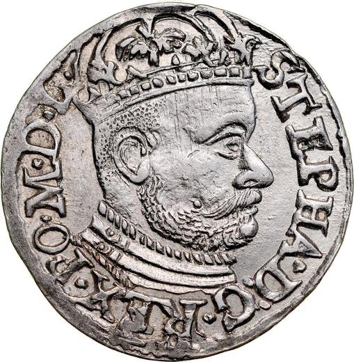 Аверс монеты - Трояк (3 гроша) 1583 года "Большая голова" - цена серебряной монеты - Польша, Стефан Баторий
