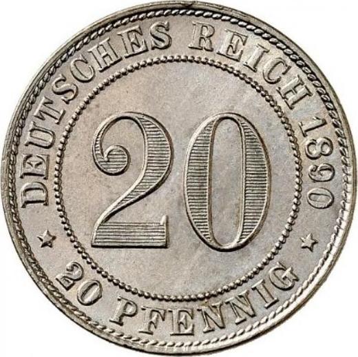 Аверс монеты - 20 пфеннигов 1890 года G "Тип 1890-1892" - цена  монеты - Германия, Германская Империя