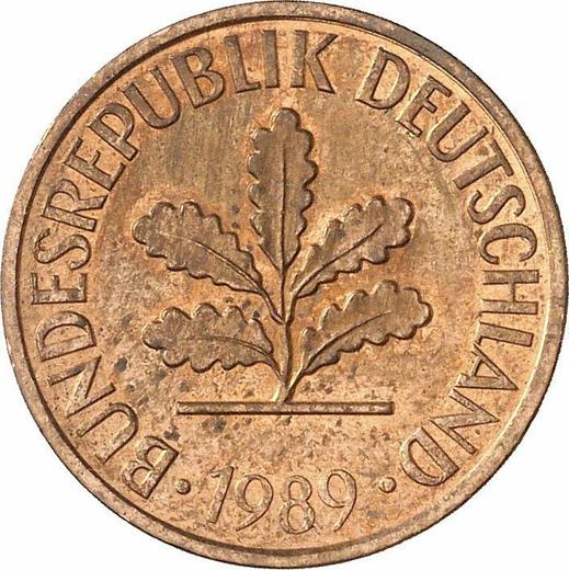 Реверс монеты - 2 пфеннига 1989 года G - цена  монеты - Германия, ФРГ