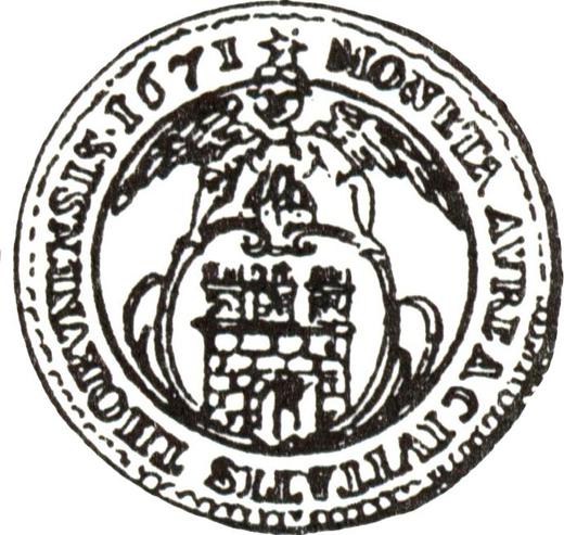 Реверс монеты - 2 дуката 1671 года HS "Торунь" - цена золотой монеты - Польша, Михаил Корибут