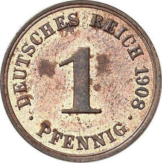 Аверс монеты - 1 пфенниг 1908 года A "Тип 1890-1916" - цена  монеты - Германия, Германская Империя